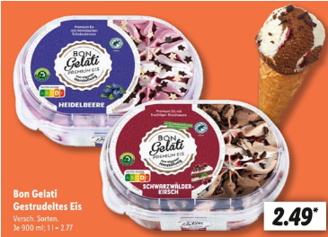 Gestrüdeltes Eis Bon Gelati bei Lidl für 2,49€